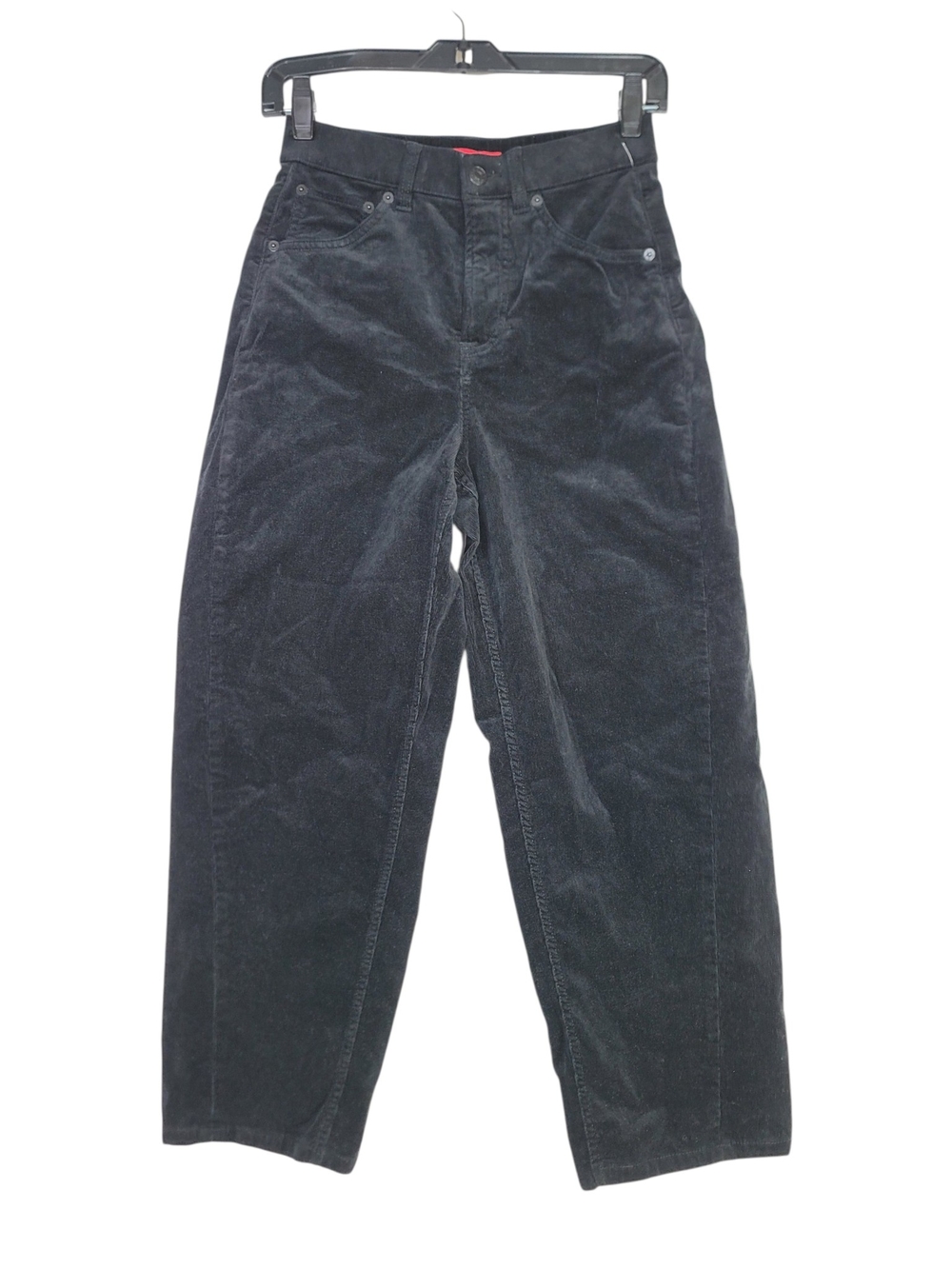 SPANX Coduroy Black High-Waist barrel-leg jeans